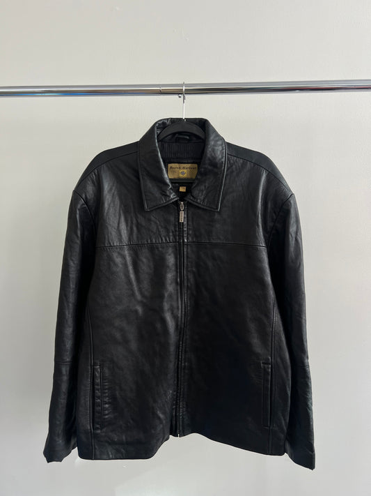 (XL/XXL) Black Leather Jacket