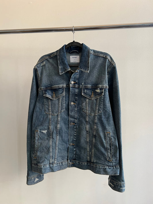 (L/XL) Distressting Denim Jacket