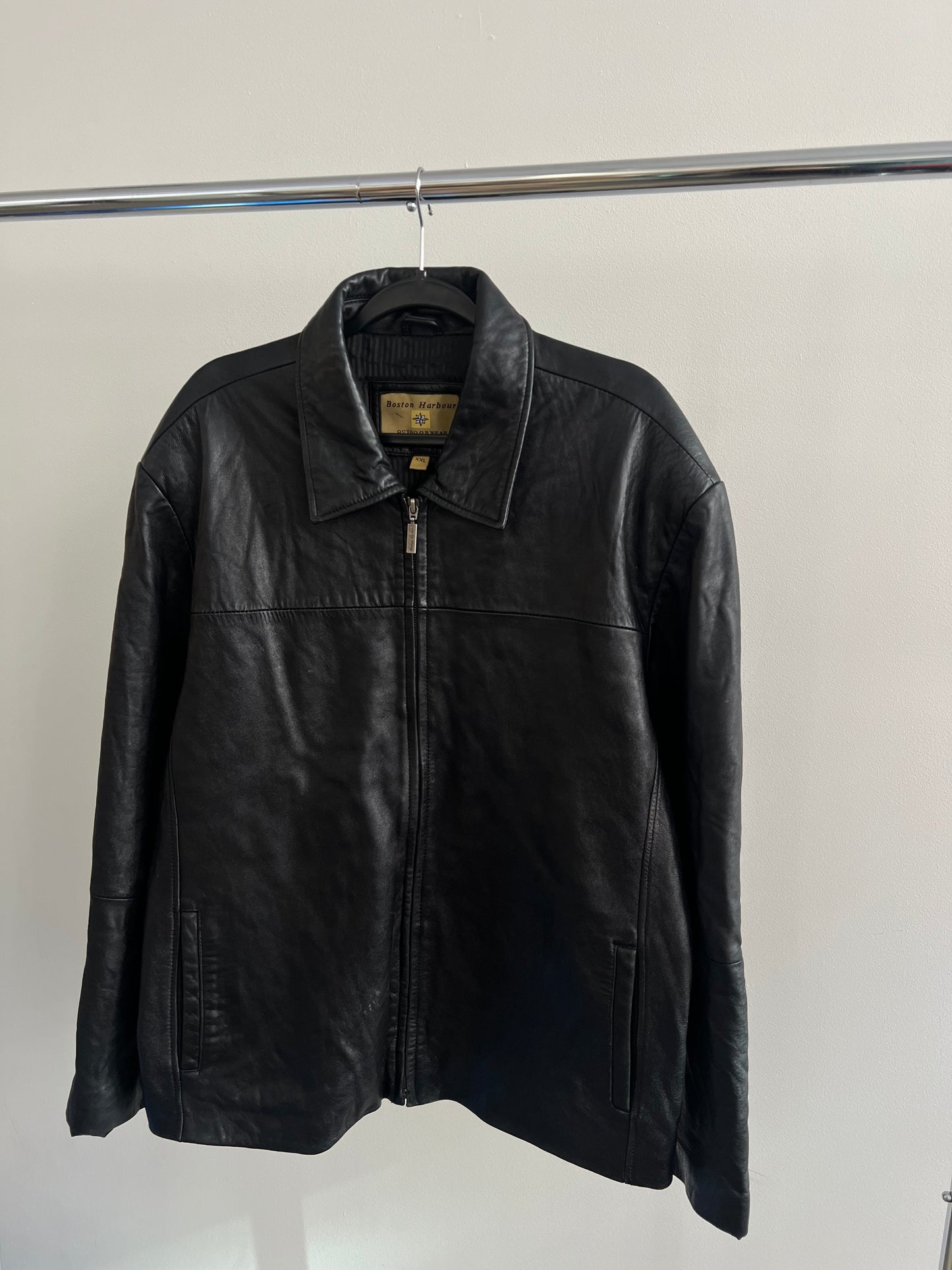 (XL/XXL) Black Leather Jacket