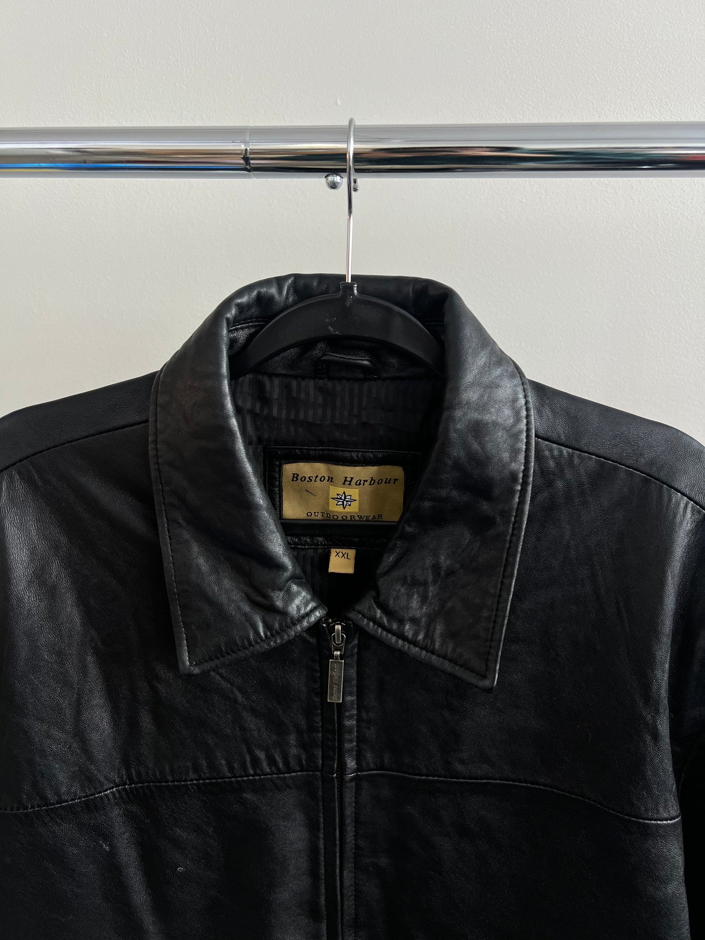 (XL/XXL) Black Leather Jacket